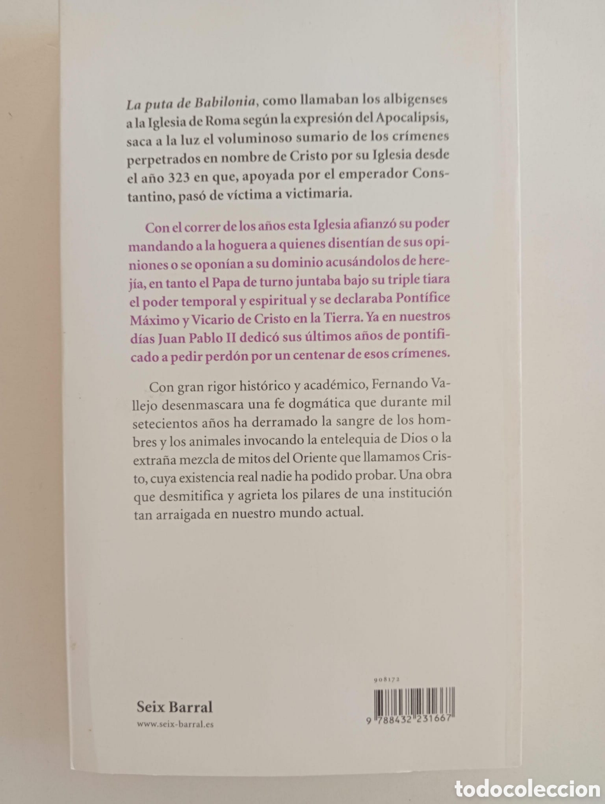 Libros: La puta de Babilonia / Fernando Vallejo - Foto 4