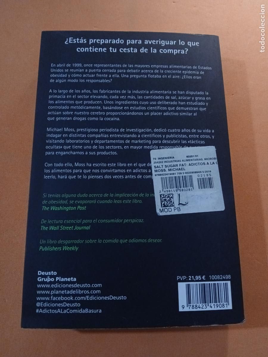 Libros: ADICTOS A LA COMIDA BASURA � NUTRICION - MICHAEL MOSS - Foto 6