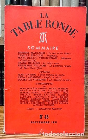 Libros: LA TABLE RONDE. Revue mensuelle. N&ordm; 45, septiembre 1951