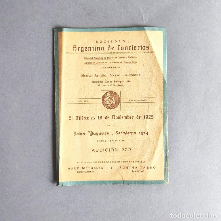 Libros: Sociedad Argentina de Conciertos. El mi&eacute;rcoles 18 de diciembre de 1925...Audici&oacute;n 222... Maud Metcal