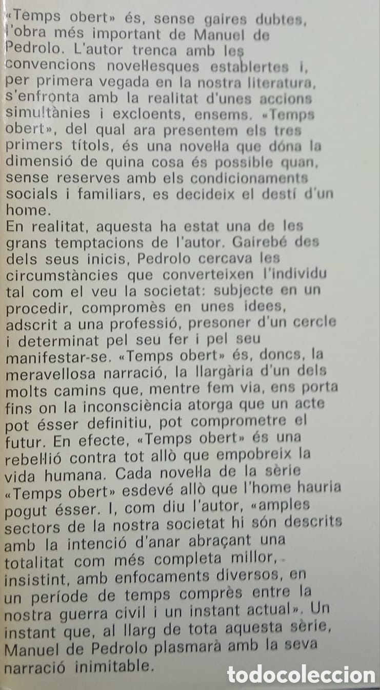Libros: Temps Obert, Manuel de Pedrolo - Foto 3