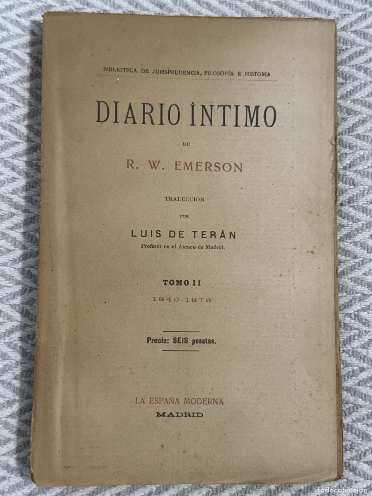 Libros: Diario &iacute;ntimo. Tomo II 1840-1876 - R. W. Emerson