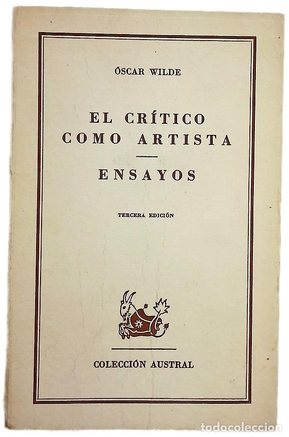 Libros: El cr&iacute;tico como artista ensayos