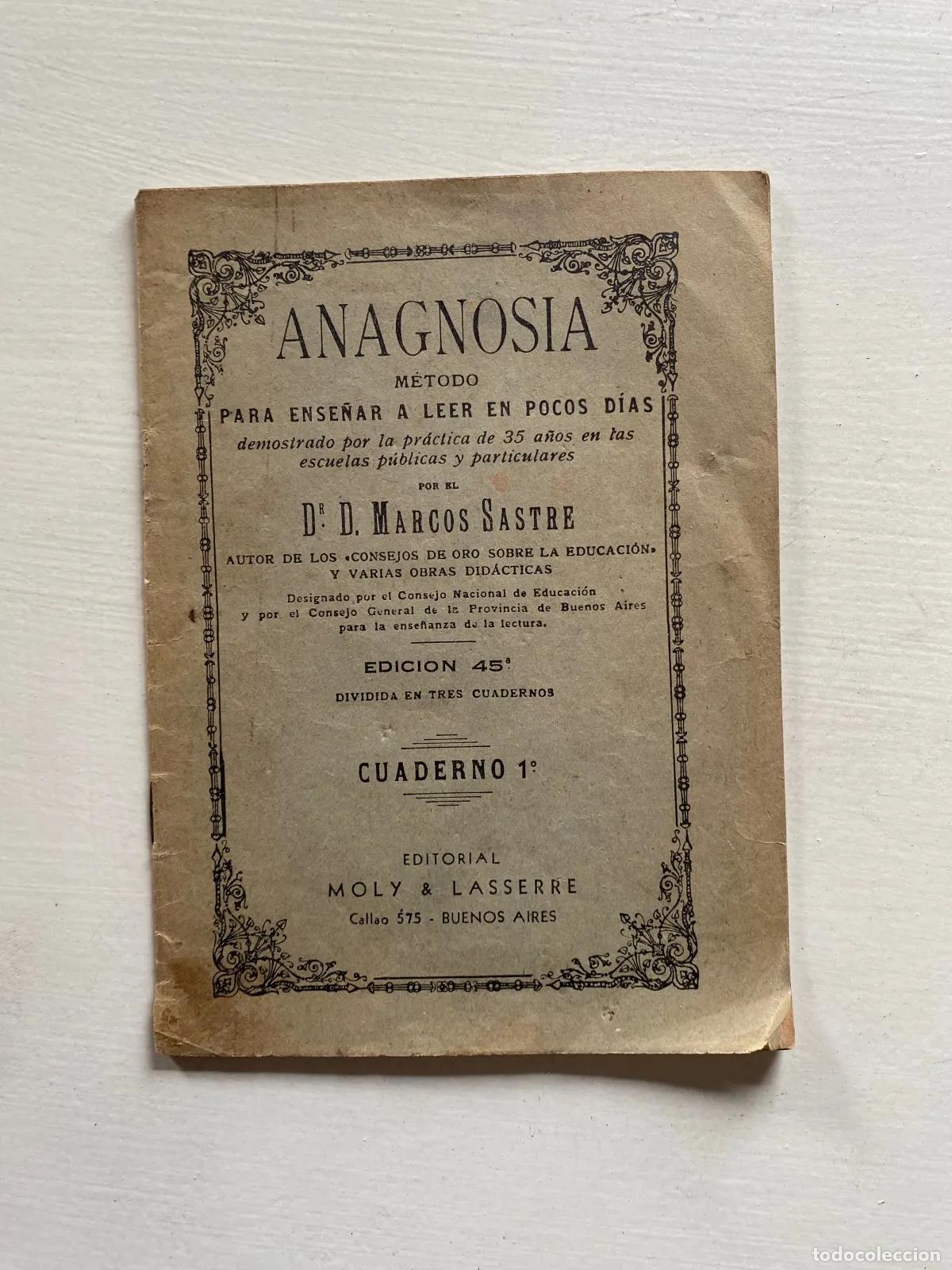 Libri di seconda mano: Dr. D. Marcos Sastre - Anagnosia - Metodo para ense�ar a leer en pocos dias - Cuaderno 1�