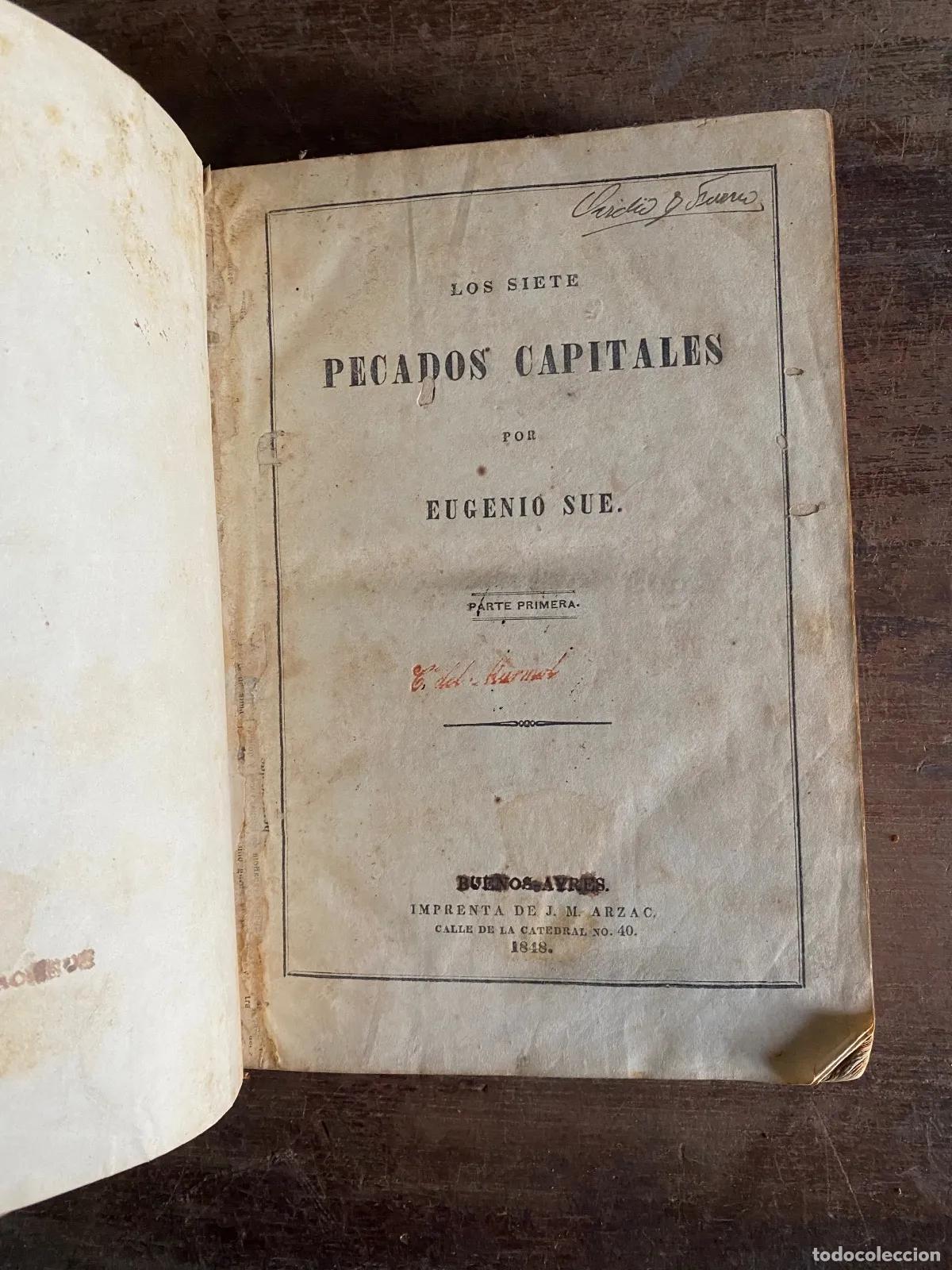 books: Eugenio Sue - Los siete pecados capitales tomos I y II
