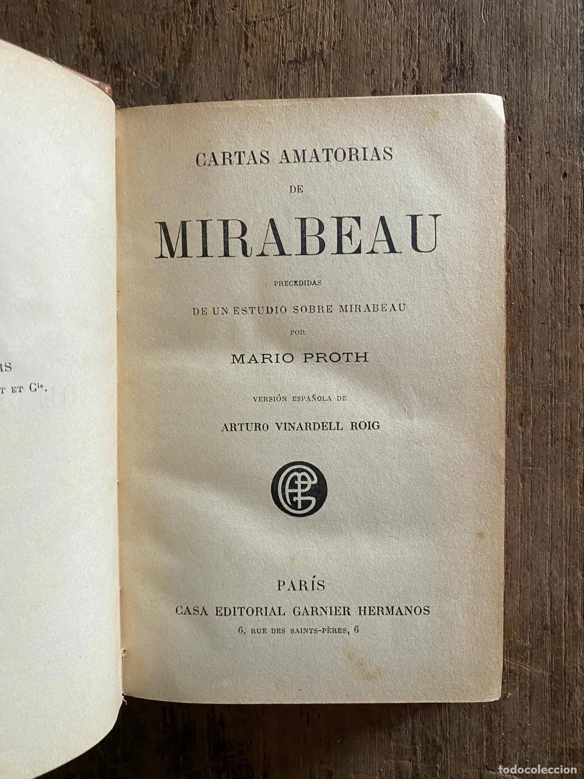 Libros: Honore Gabriel Riqueti, conde de Mirabeau - Cartas Amatorias de Mirabeau