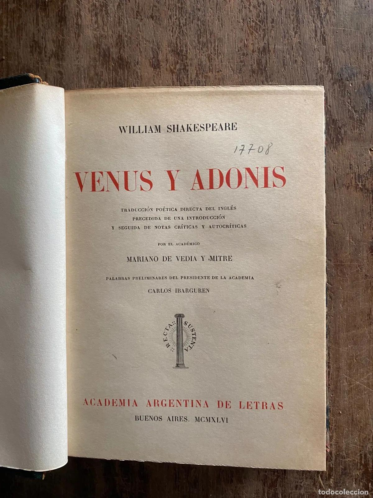 Libros: William Shakespeare - Venus y Adonis - Foto 1