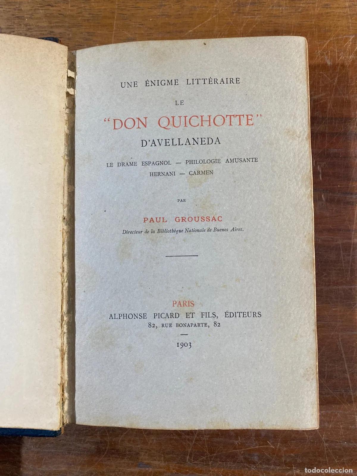 books: Paul Groussac - Une enigme litteraire: Le Don Quichotte d'Avellaneda