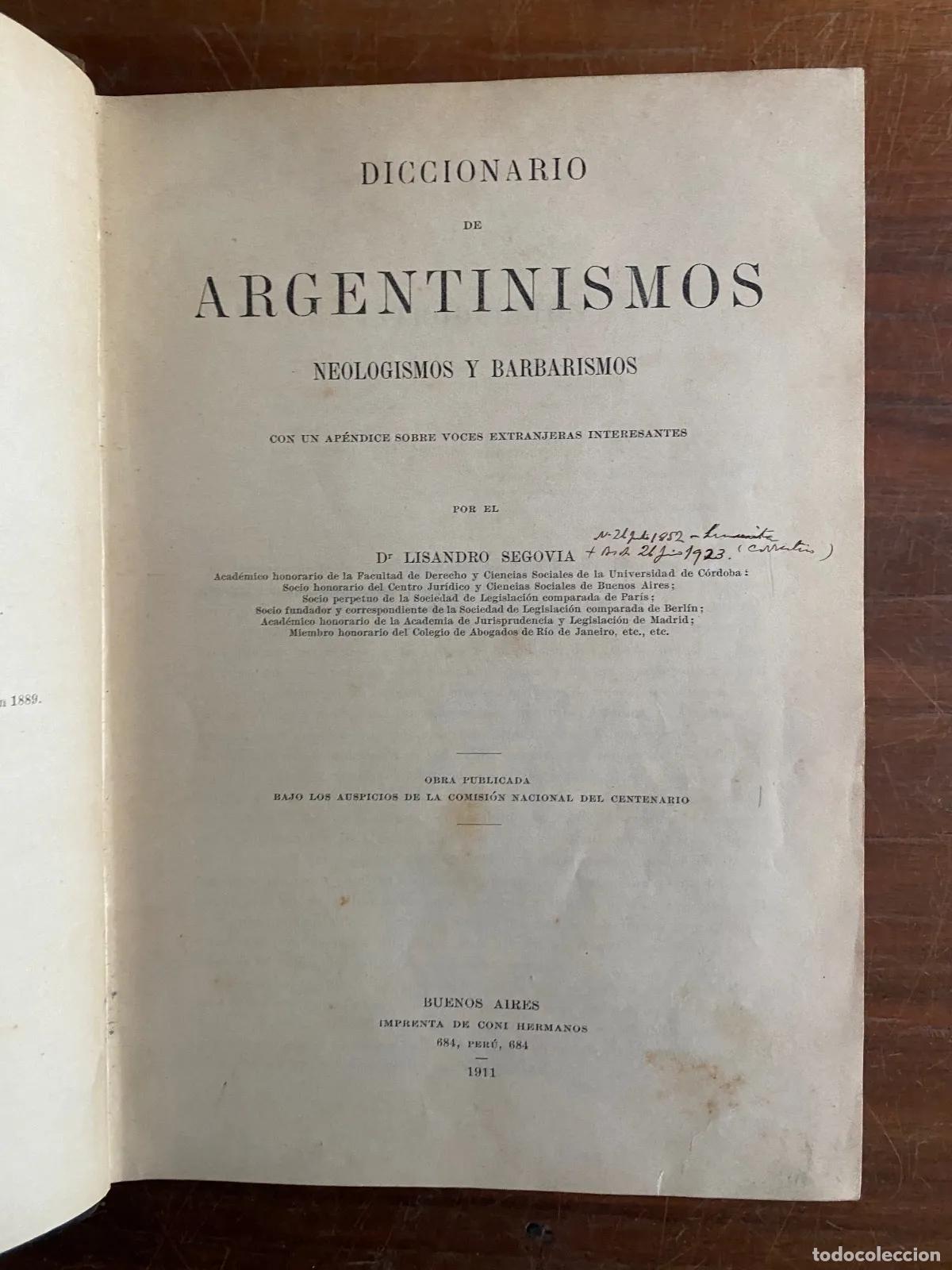 Livros em segunda m&atilde;o: Lisandro Segovia - Diccionario de argentinismos