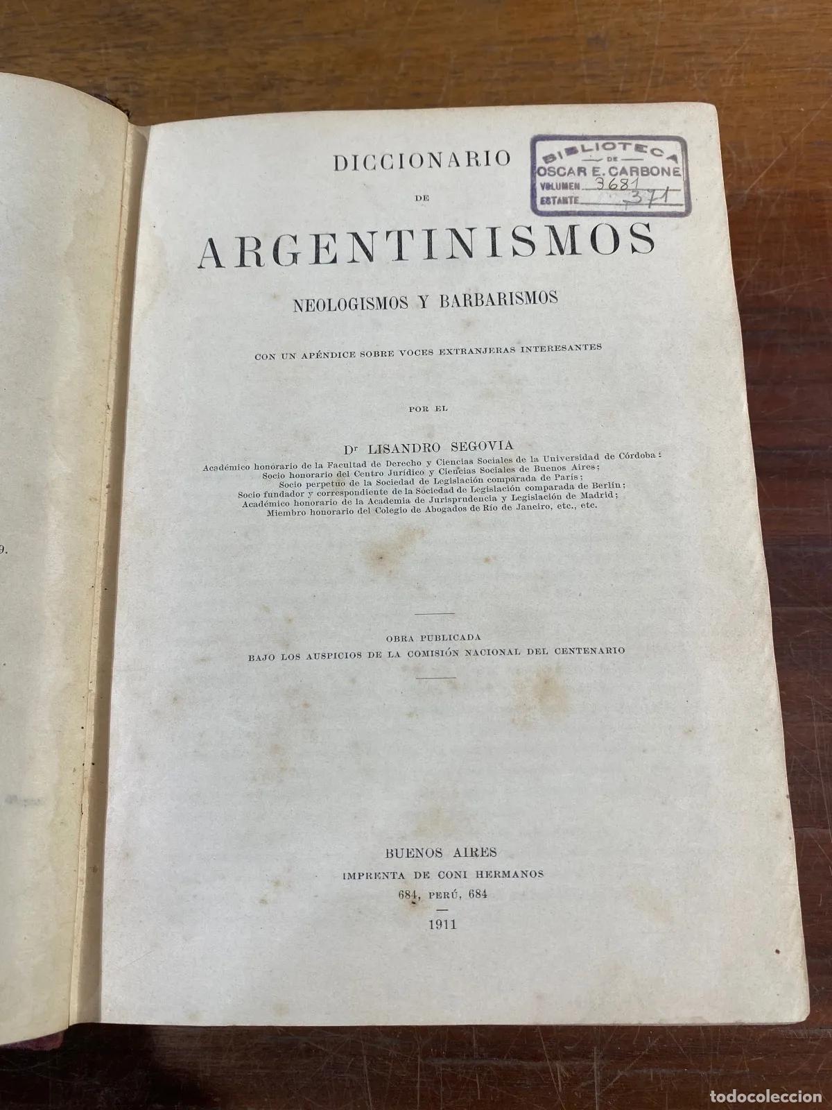 Libros: Lisandro Segovia - Diccionario de argentinismos