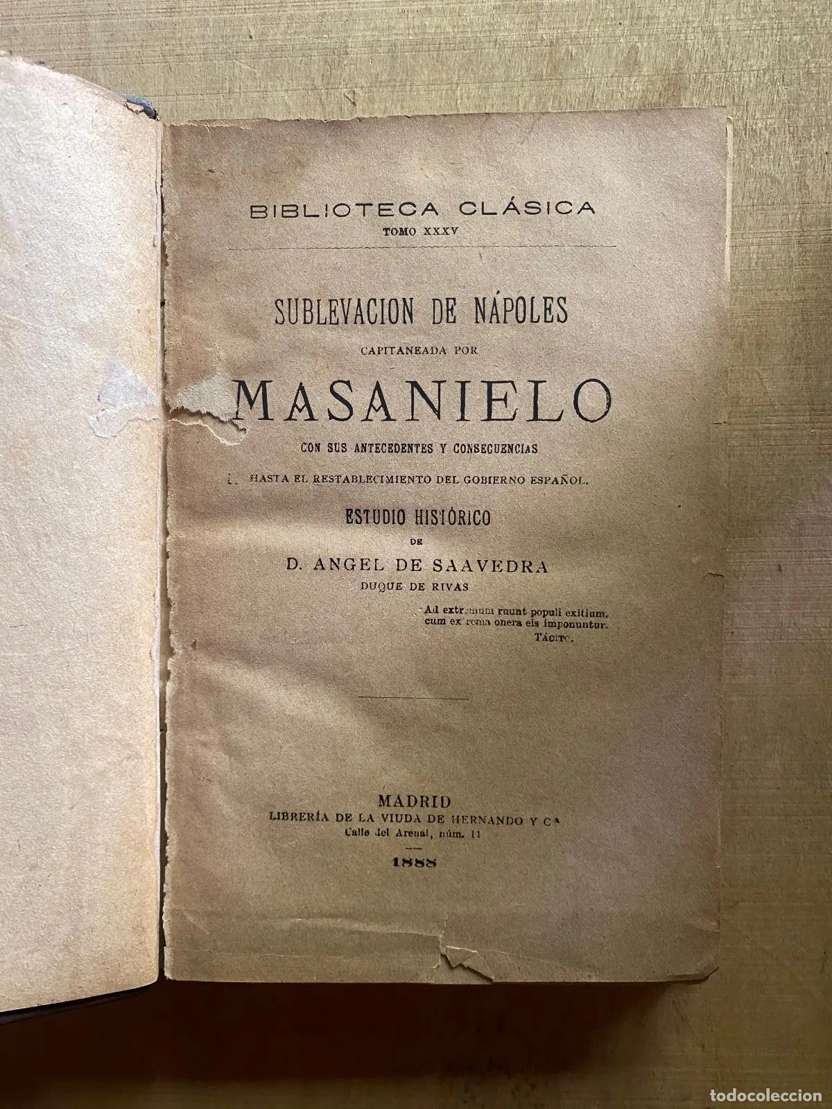 B&uuml;cher: angel de Saavedra - Sublevacion de Napoles capitaneada por Masanielo