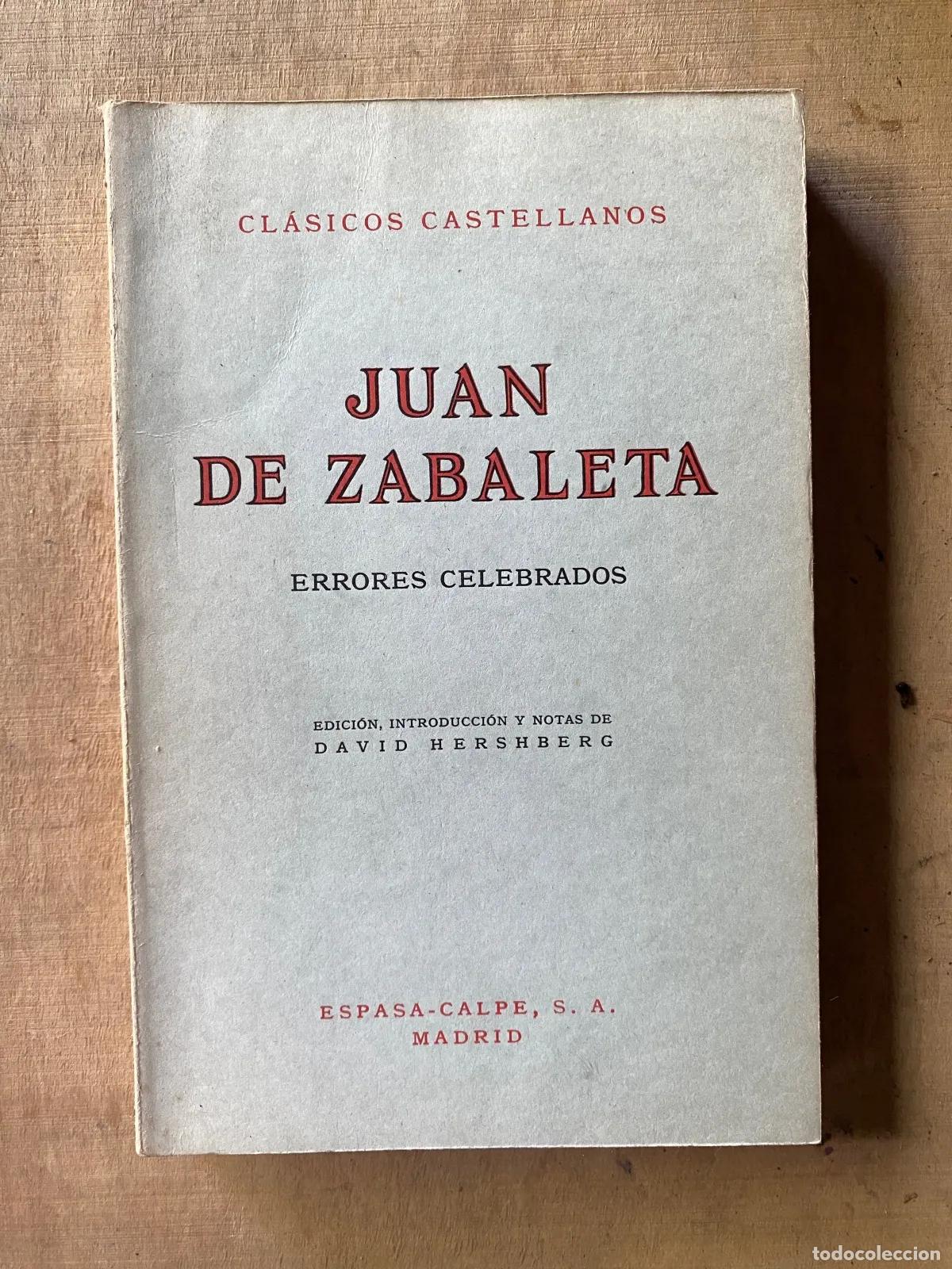 Livros em segunda m&atilde;o: Juan de Zabaleta - Errores celebrados