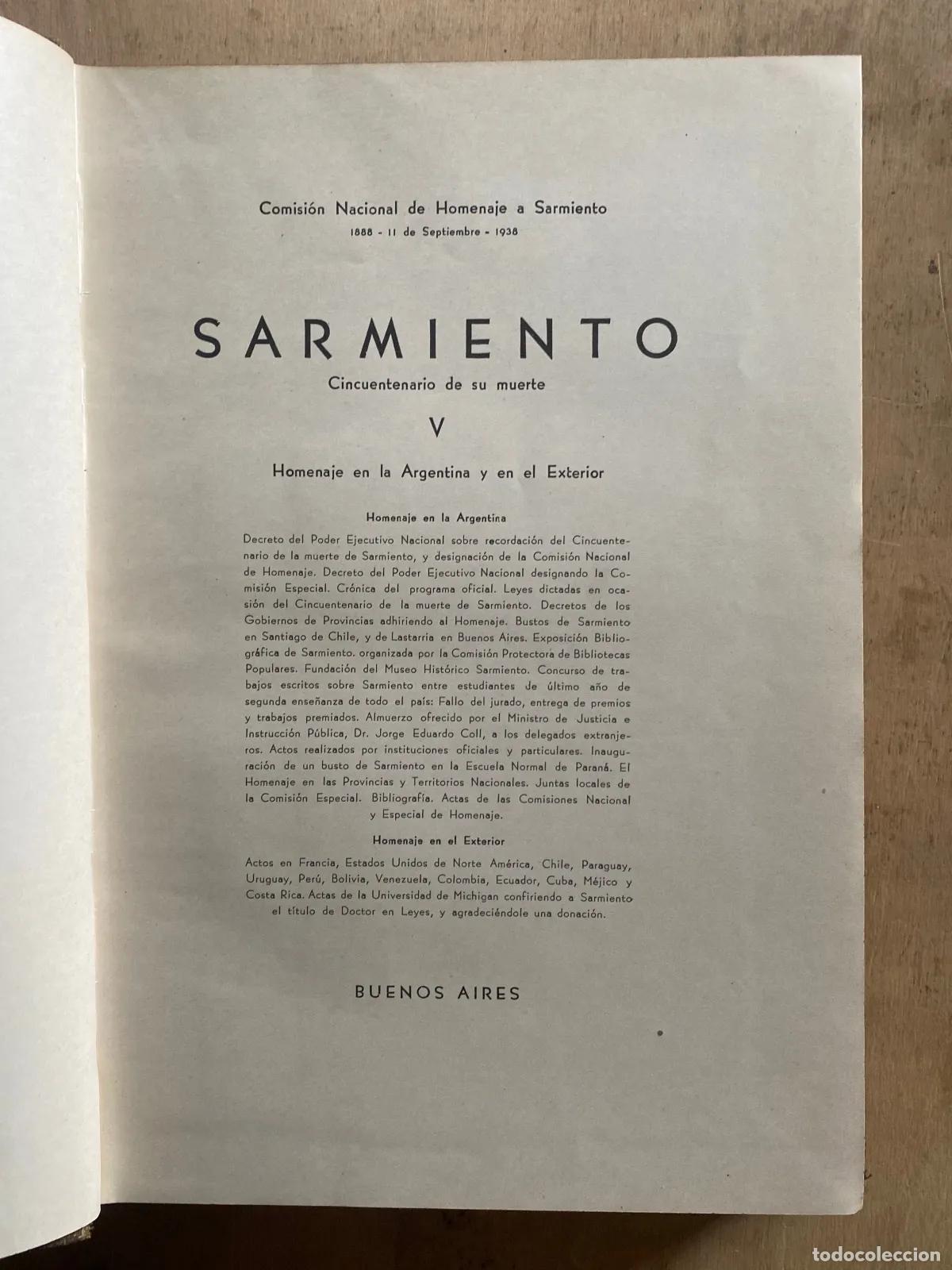 Libros: Comision Nacional de Homenaje a Sarmiento - Sarmiento: Cincuentenario de su muerte