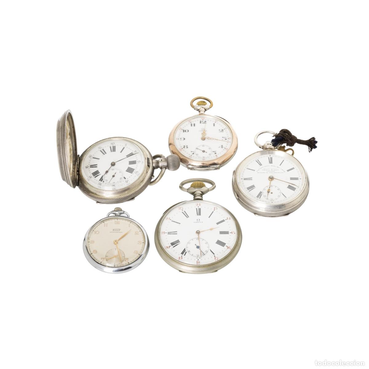Libros: Relojes - Lote de cinco relojes de plata y metal - Siglo XIX