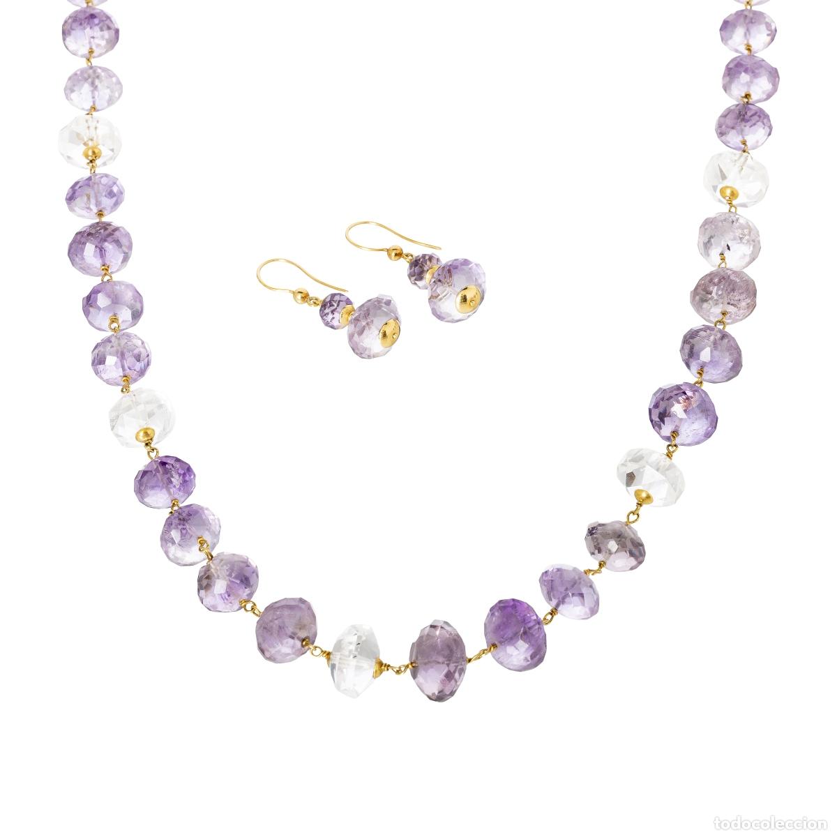 Libros: Joyas: collar y pendientes de oro de 19,2 quilates y cuarzo.