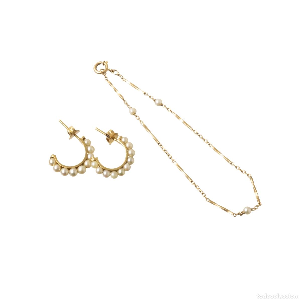 Libros: Joyas: Par de pendientes y pulsera, en oro de 19,2 quilates. - Foto 1