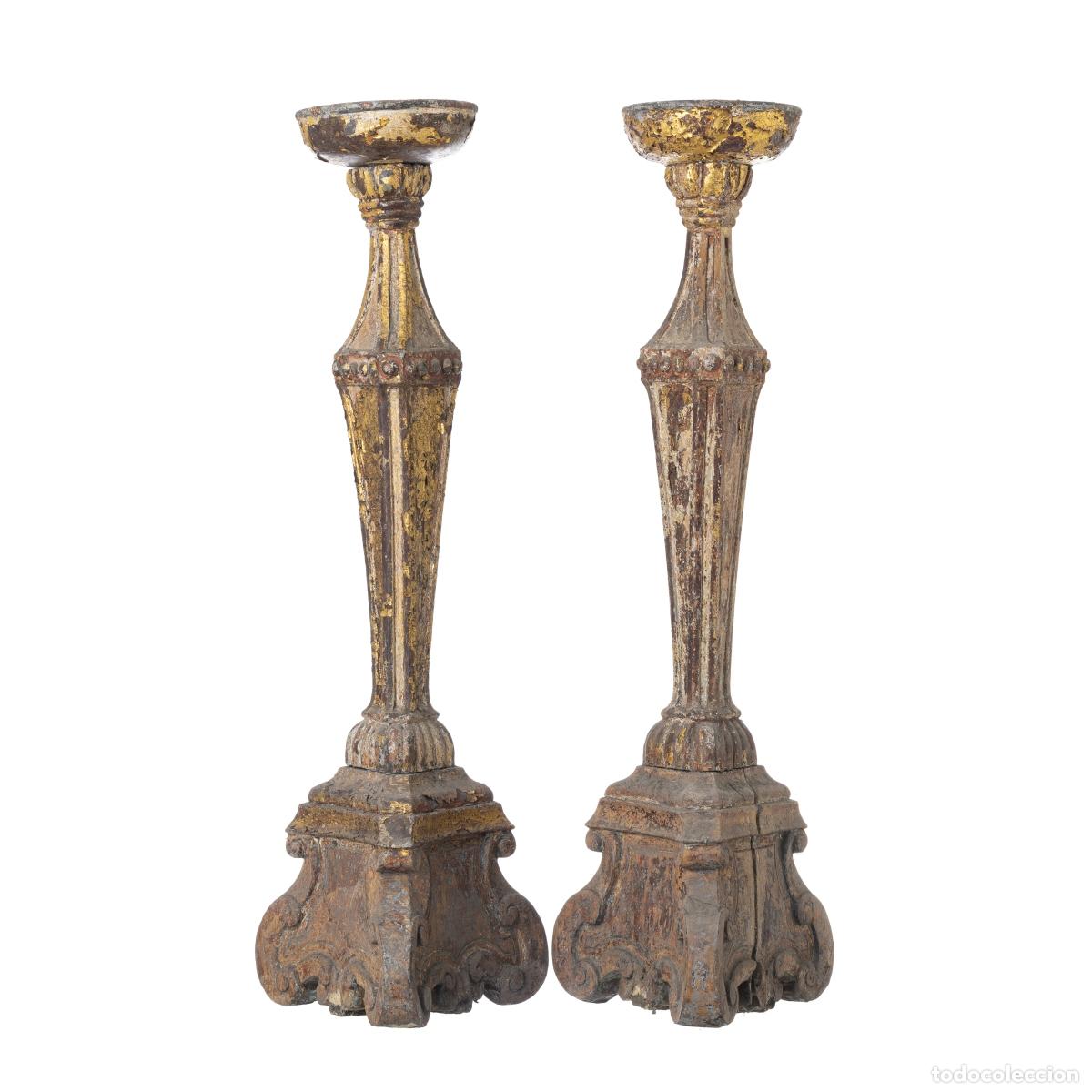 Libros: Mobiliario - Par de candelabros, estilo D. Maria - siglo XIX - Foto 1