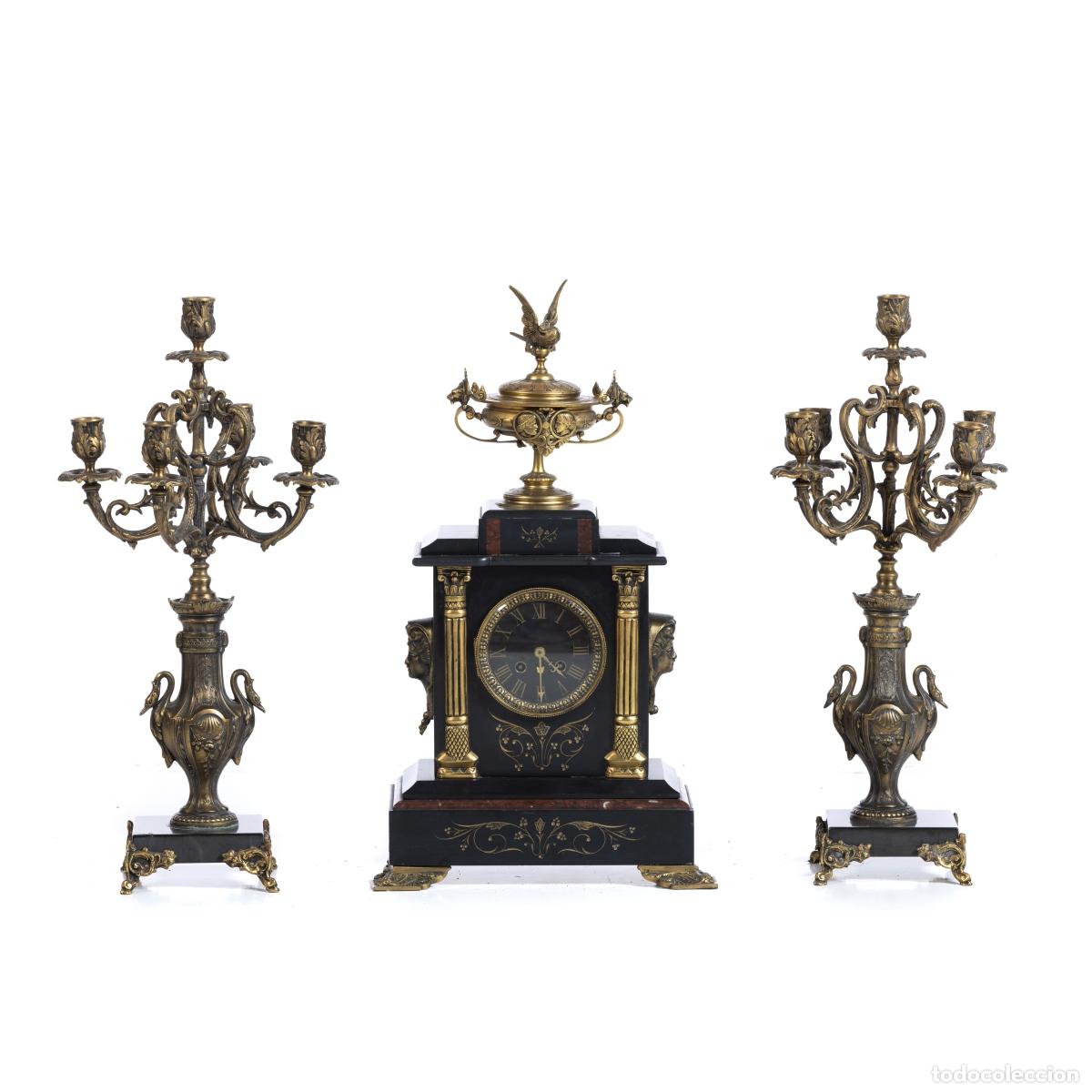 Libros: Relojes - Reloj de mesa y par de candelabros - Siglo XIX - Foto 1