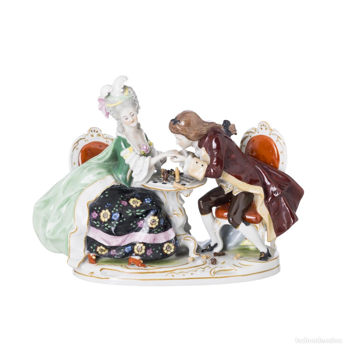 Libros: Porcelana europea - Escena galante 'partida de ajedrez' - Scheibe-Alsbach
