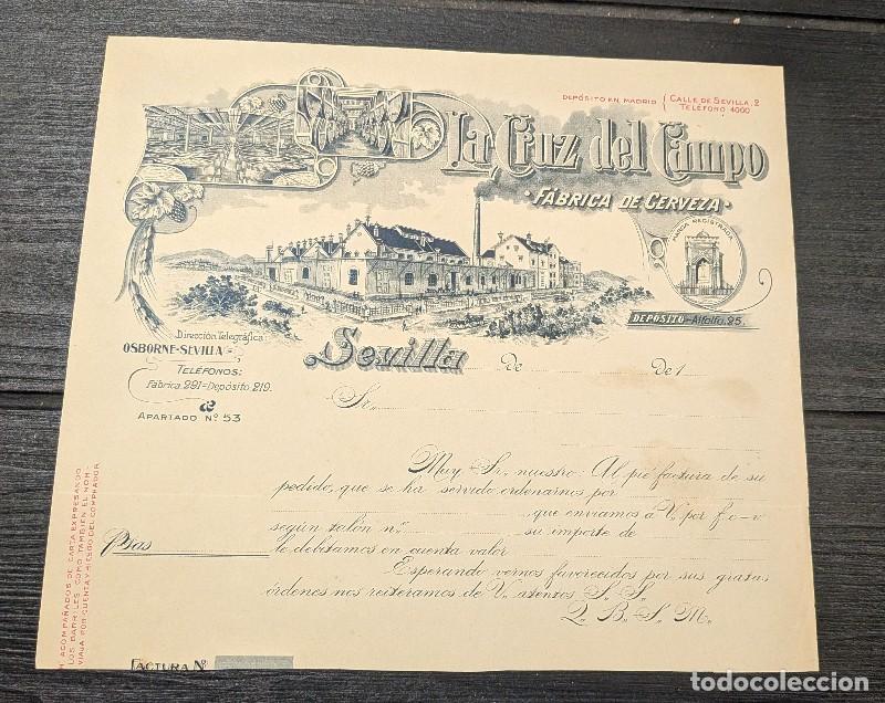 Libros: La cruz del campo &ndash; Cruzcampo: Antigua factura ilustrada de la f&aacute;brica de cerveza de Sevilla s. XX
