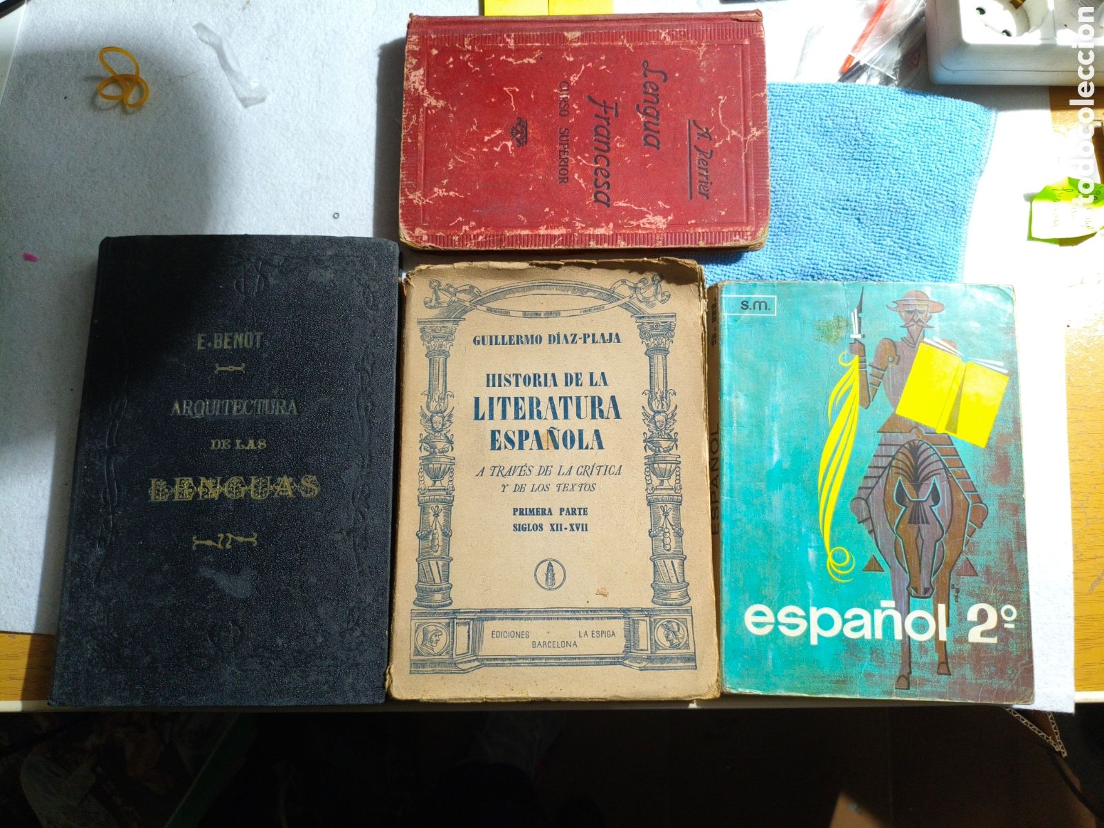 Libros: Lote de 4 Libros Antiguos y Vintage - E. Benot, D&iacute;az-Plaja, Lengua Francesa A. Perrier y Espa&ntilde;ol 2&ordm;