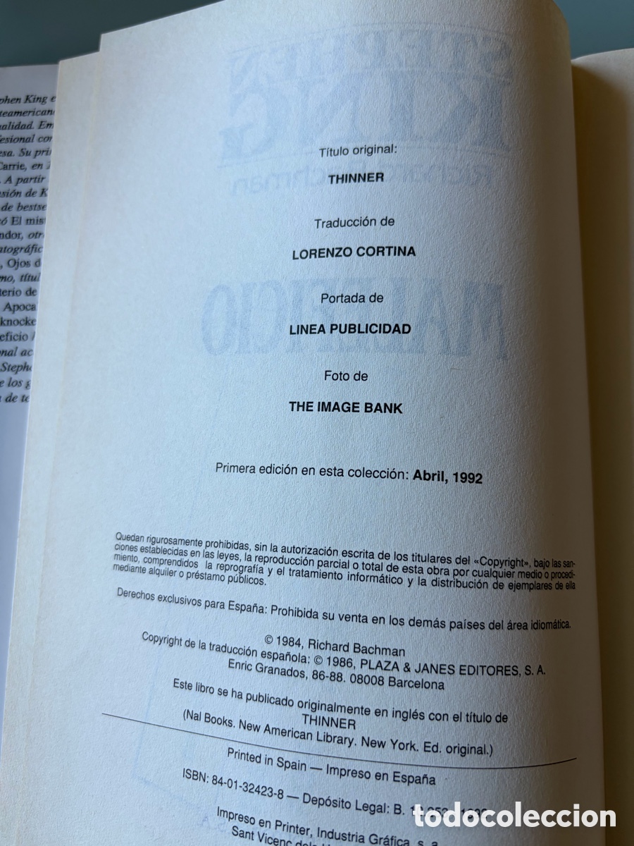 Libros: MALEFICIO STEPHEN KING PRIMERA EDICI&Oacute;N 1992 - Foto 2