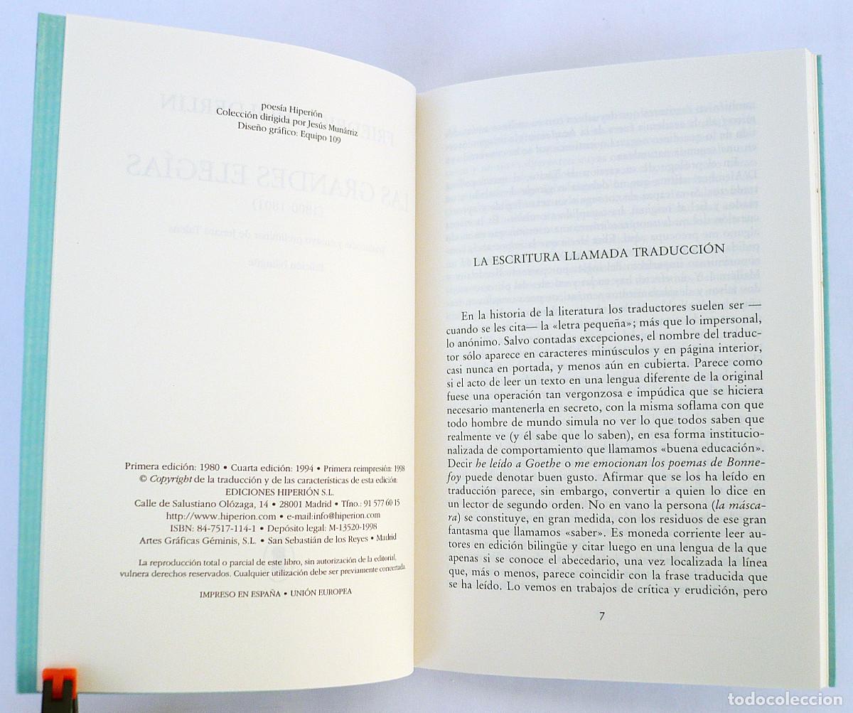 Libros: Las grandes elegias, Friedrich Holderlin - Foto 6