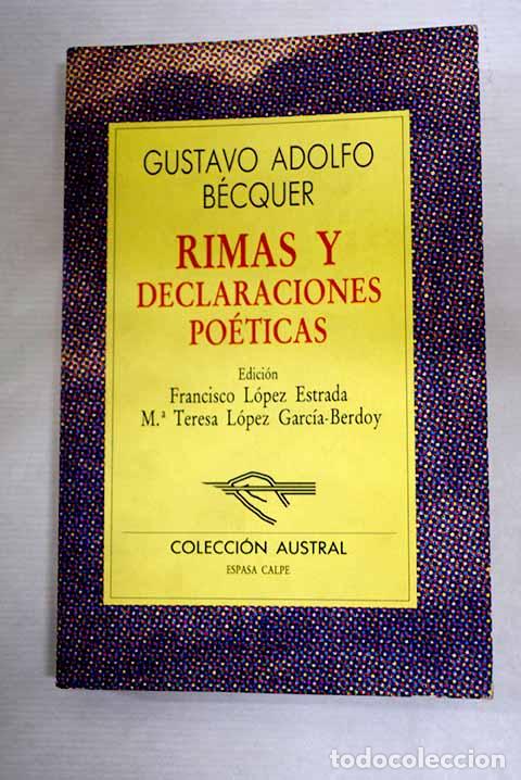 Libros: Rimas y declaraciones po&eacute;ticas.- B&eacute;cquer, Gustavo Adolfo