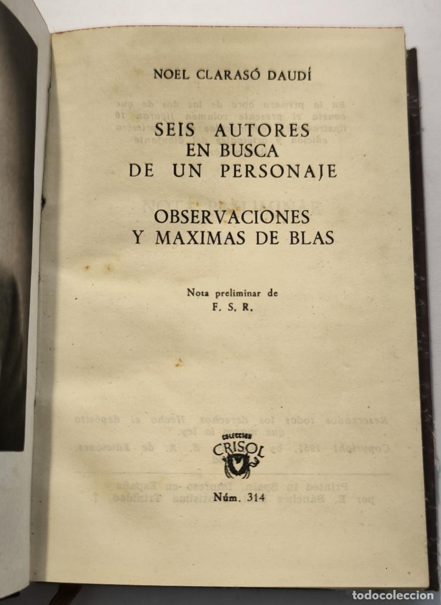 Libros: Seis autores en busca de un personaje. Observaciones y m&aacute;ximas de Blas - Noel Claras&oacute; Daud&iacute;