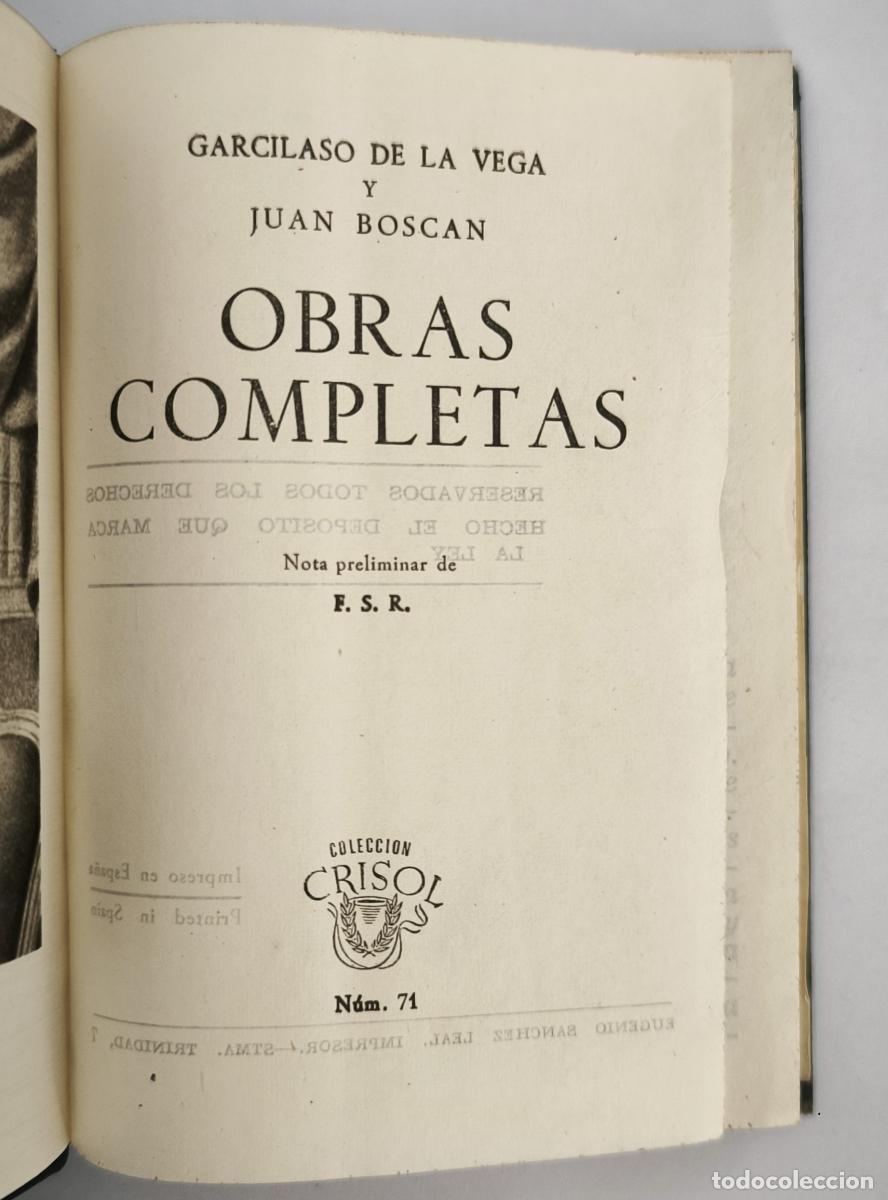 Libros: Obras completas - Garcilaso de la Vega y Juan Bosc&aacute;n.