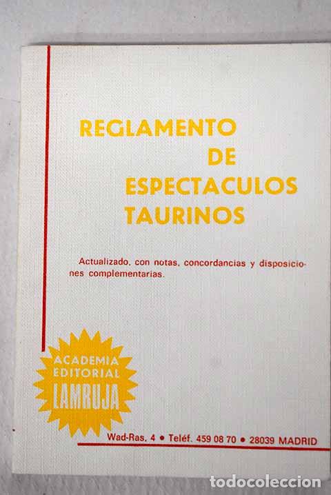 books: Reglamento de espect&aacute;culos taurinos: actualizado, con notas