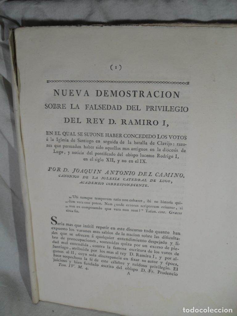 Libri di seconda mano: NUEVA DEMOSTRACION SOBRE LA FALSEDAD DEL PRIVILEGIO DEL REY D. RAMIRO I - JOAQUIN ANTONIO DEL CAMINO