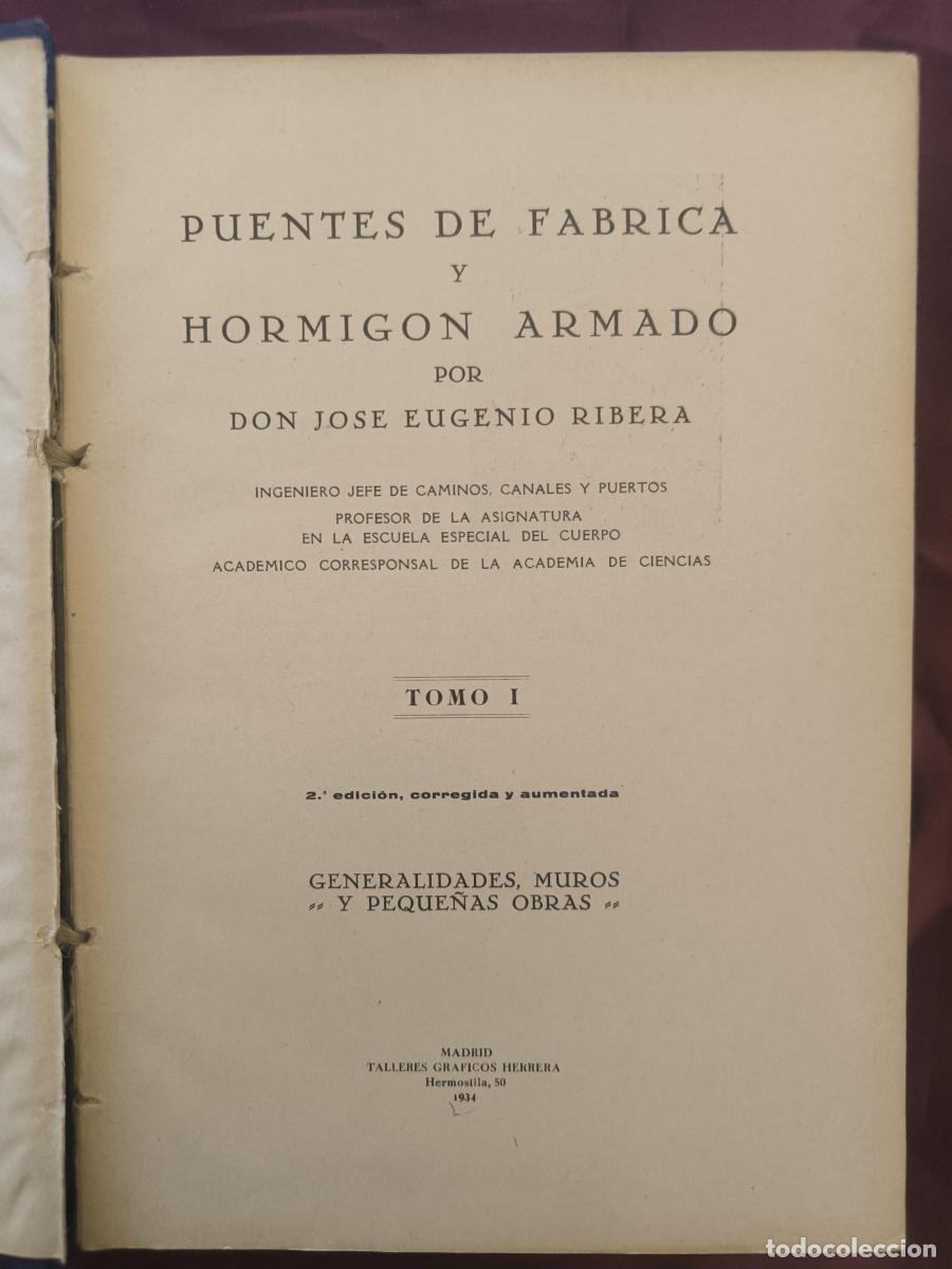 Libros: Puentes de f&aacute;brica y hormig&oacute;n armado. Tomo I: - Jos&eacute; Eugenio Ribera