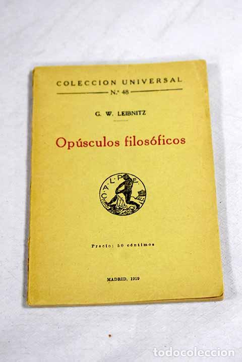 Libros: Op&uacute;sculos filos&oacute;ficos.- Leibniz, Gottfried Wilhelm - Foto 1