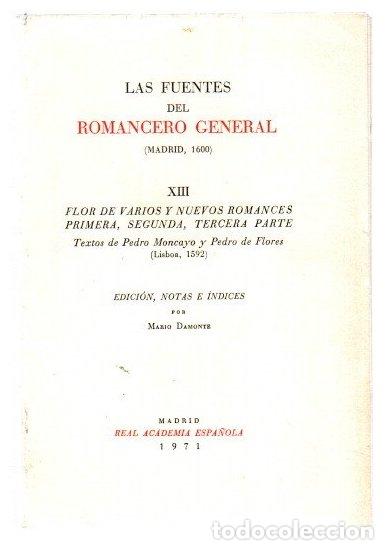 books: Las fuentes del romancero general (Madrid, 1600). XIII. Flor de varios y nuevos romances primera, se