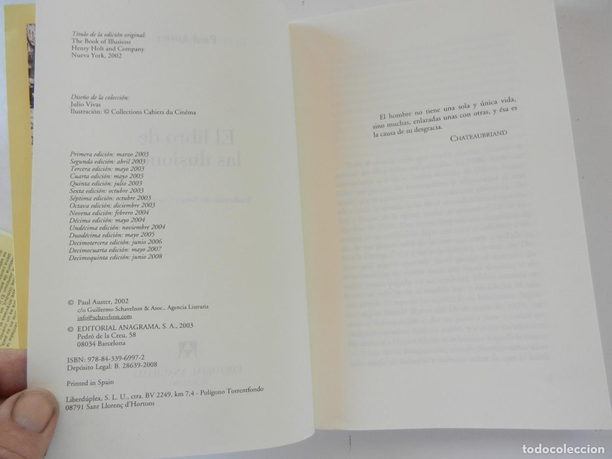 Libros: EL LIBRO DE LAS ILUSIONES - PAUL AUSTER - ANAGRAMA - 2008 - Foto 2