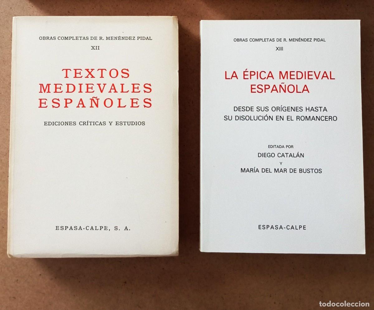Libri di seconda mano: Lote 2 libros de Menendez Pidal: TEXTOS MEDIEVALES ESPA&Ntilde;OLES - LA &Eacute;PICA MEDIEVAL ESPA&Ntilde;OLA