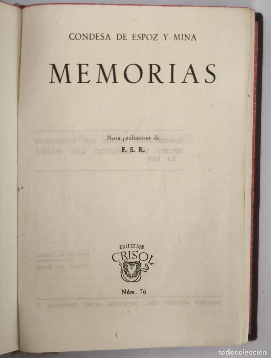 Libros: Memorias - Condesa de Espoz y Mina