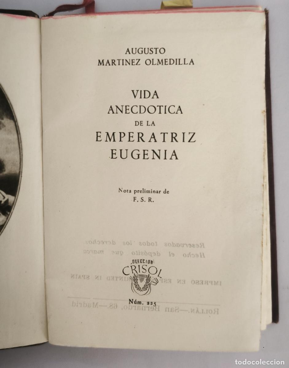 Livros em segunda m&atilde;o: Vida anecd&oacute;tica de la Emperatriz Eugenia - Augusto Mart&iacute;nez Olmedilla