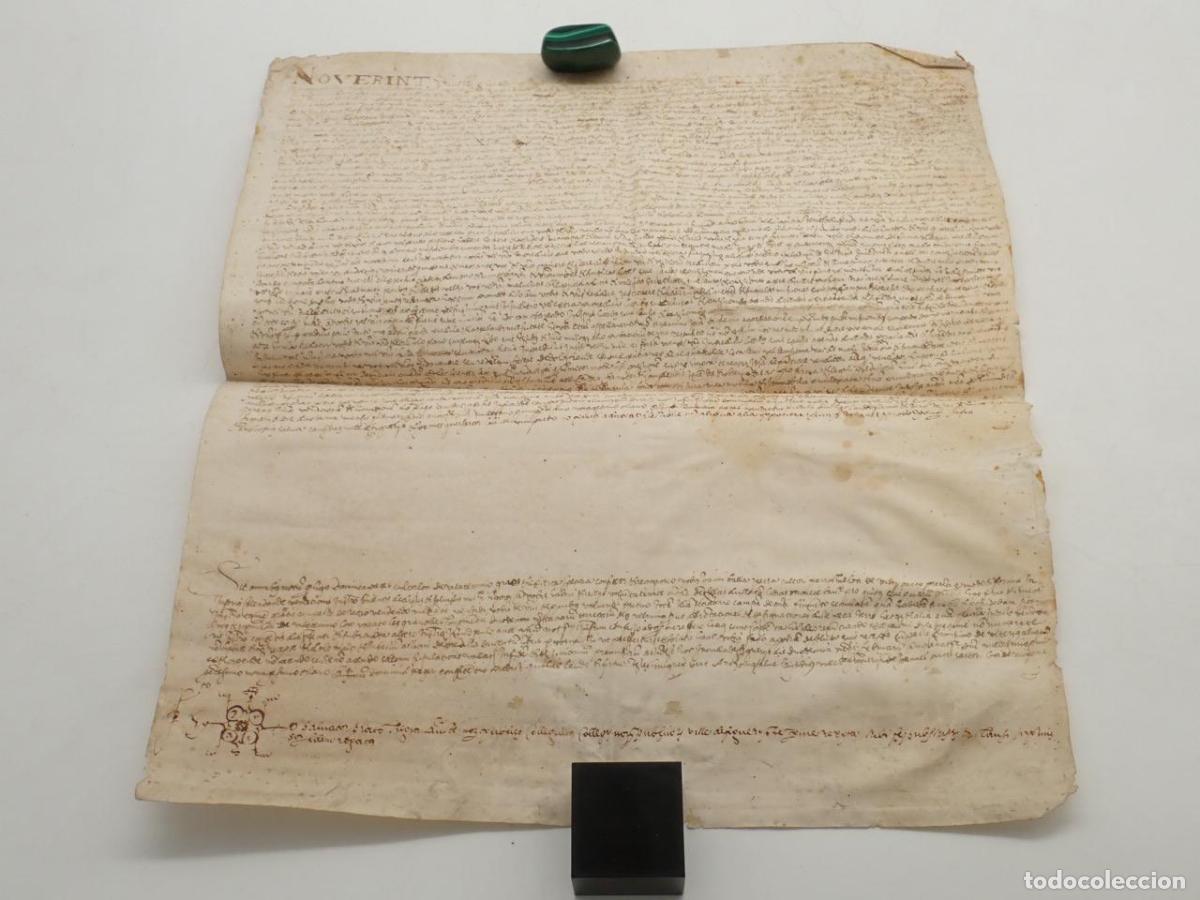 Libros: Contrato de compraventa entre una autoridad feudal y Joan Balla, campesino [MANUSCRITO EN LAT&Iacute;N SOBR