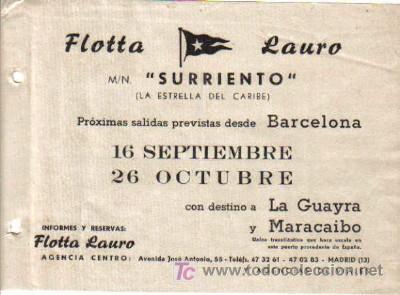 L&iacute;neas de navegaci&oacute;n: ANUNCIO DE SALIDA DE M/N SURRIENTO, DE FLOTTA LAURO - Foto 1