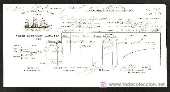 L&iacute;neas de navegaci&oacute;n: .conocimiento de embarque vapor espa&ntilde;ol -sofia- destinado a santander, - Foto 1