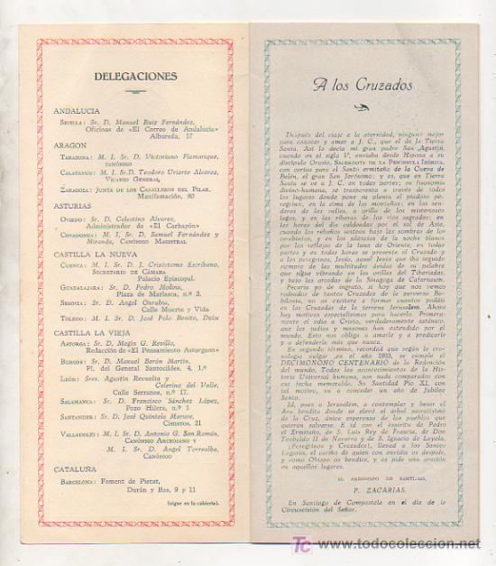 L&iacute;neas de navegaci&oacute;n: 1&ordf; CRUZADA A TIERRA SANTA DEL PATRONATO PRO-JERUSALEM. - Foto 2