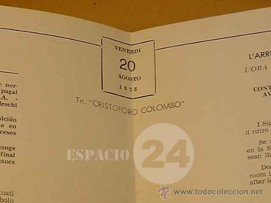 L&iacute;neas de navegaci&oacute;n: Programa Del Dia 30 Setbre 1976 Del Barco Cristoforo Colombo. - Foto 3