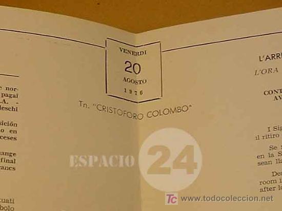 L&iacute;neas de navegaci&oacute;n: Programa Del Dia 27 Septiembre 1976 Del Barco Cristoforo Colombo. - Foto 6