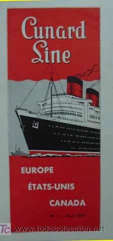 L&iacute;neas de navegaci&oacute;n: CUNARD LINE. LA FLOTTE CUNARD. 1957. - Foto 1