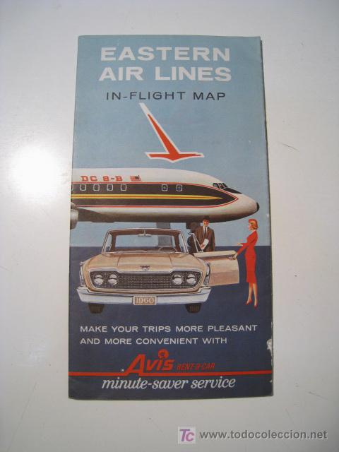 L&iacute;neas de navegaci&oacute;n: EASTERN AIR LINES - MAPA DE RUTAS - Foto 1