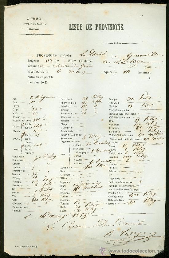 L&iacute;neas de navegaci&oacute;n: LISTA DE PRECIOS DU NAVIRE DE GRANVILLE, 1895 - Foto 1