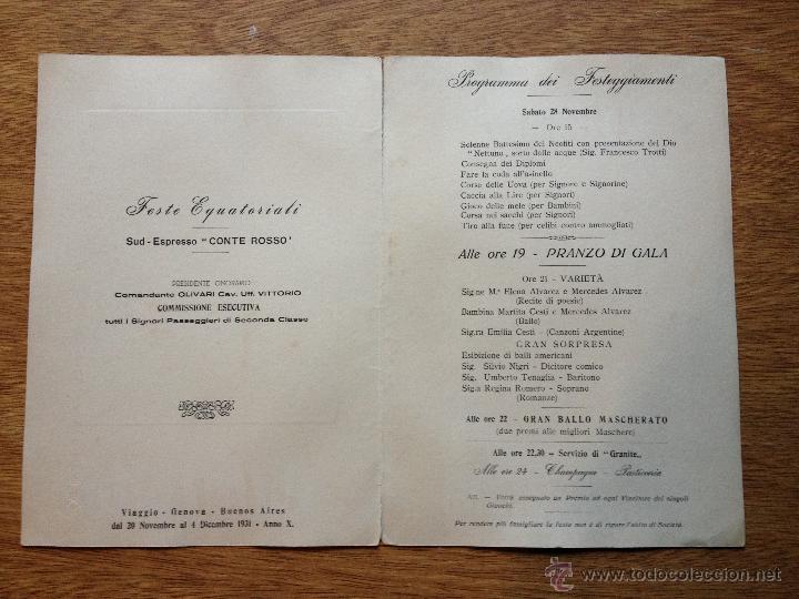 L&iacute;neas de navegaci&oacute;n: LLOYD SABAUDO PROGRAMA * FESTE EQUATORIALI * SUD-ESPRESSO *CONTE ROSSO* 1931 # PA012 - Foto 2