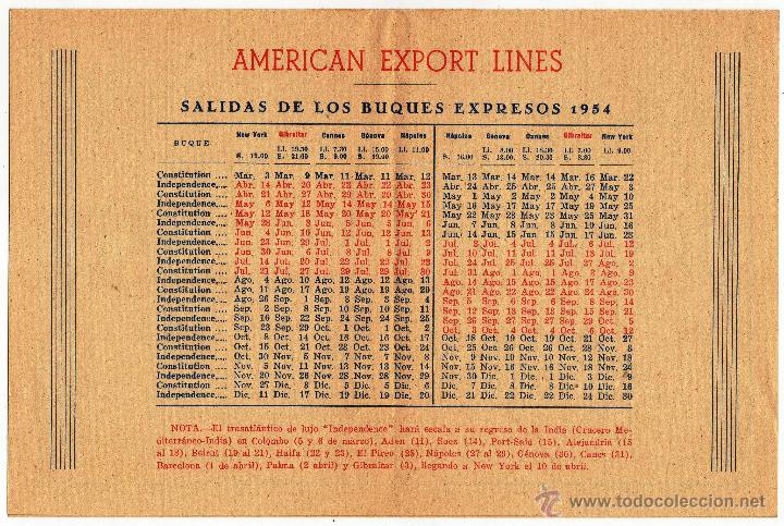 L&iacute;neas de navegaci&oacute;n: AMERICAN EXPORT LINES. 1954. BUQUES Y MAPA FERROCARRILES - Foto 2